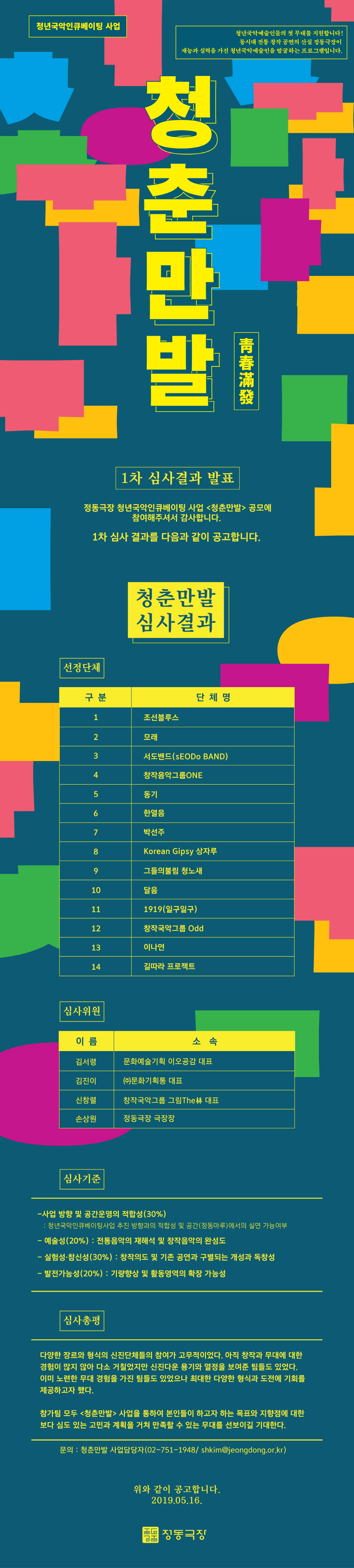 <청춘만발> 1차 심사결과 발표